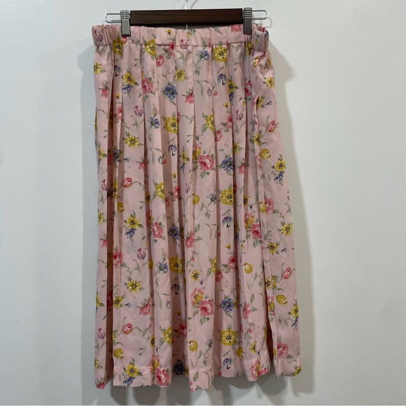Susan Bristol Dresses & Skirts - Susan Bristol New Traditions Made In USA Pleated Floral Pink Midi Skirt Size XL